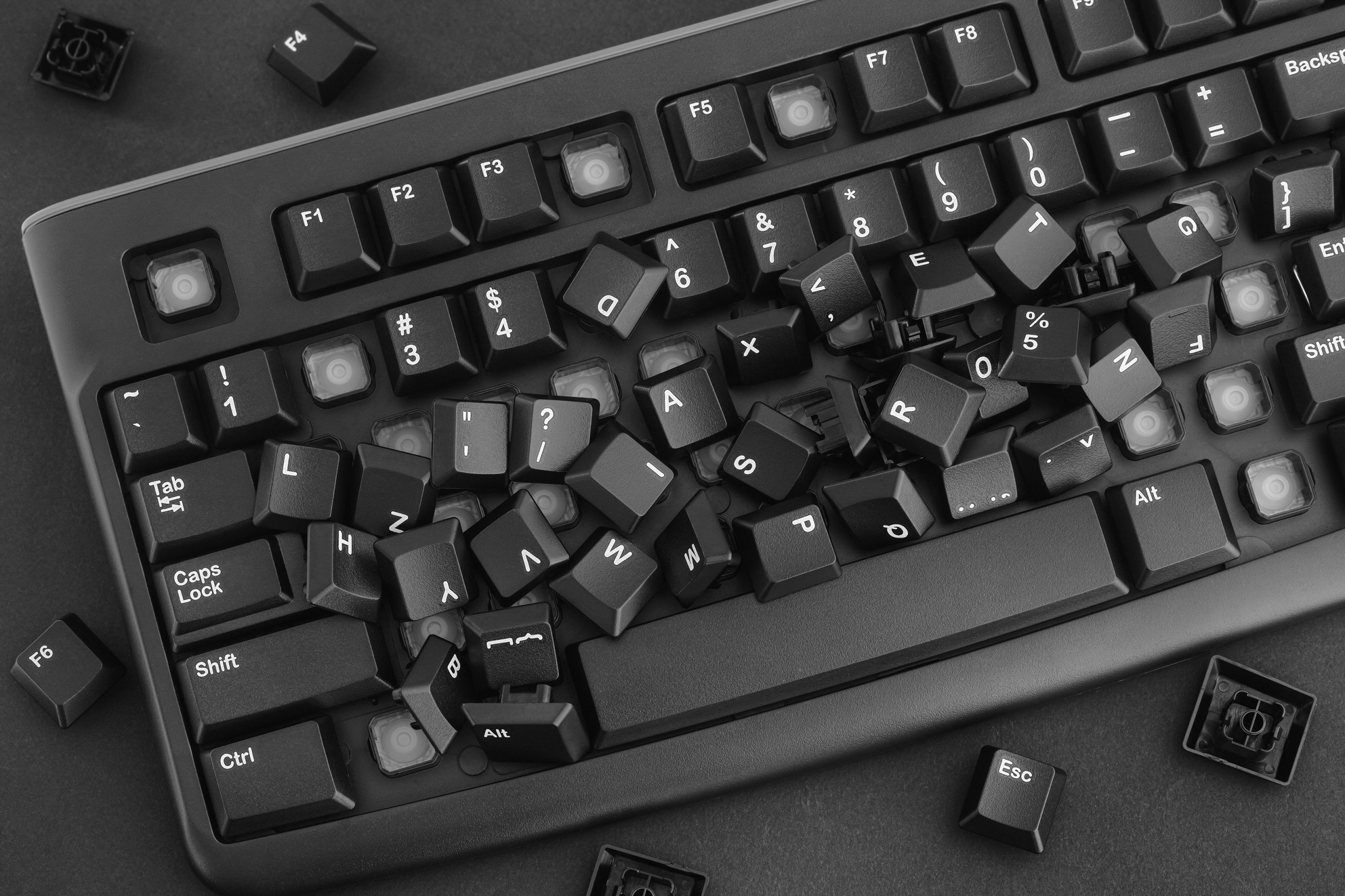 Heap of removed keys from a computer keyboard
